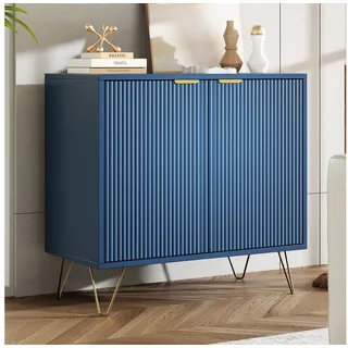 zebery Kommode Sideboard Holz Mit rutschfesten Tischbeinen und Kippschutzvorrichtung (Set, 1 St), 80x78x40 cm,1er-Packung,Metallgriffe und Stützbeine,Blau