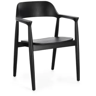 Esszimmerstuhl Idris aus Teakholz, skandinavischer Stil, Schwarz, lackierte Oberfläche, Bizzotto