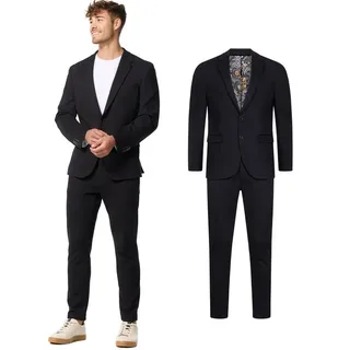 Jeff Anzug Herren JFEzra SET 2-Teiler Herrenanzug (Set, 2-tlg., Anzug Set) 2-teiliges Set schwarz 56