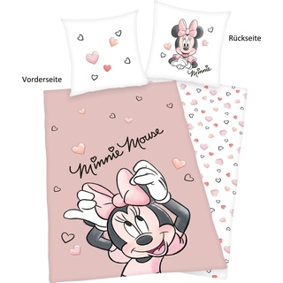 Kinderbettwäsche DISNEY "Disney ́s Minnie Mouse" Bettwäsche Gr. B/L: 135 cm x 200 cm (1 St.), B/L: 80 cm x 80 cm (1 St.), Renforcé, bunt Renforcé-Bettwäsche mit tollem Minnie Mouse Motiv