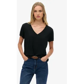 Superdry T-Shirt STUDIOS SLUB EMB VEE TEE Baumwollmischung, relaxed fit schwarz S