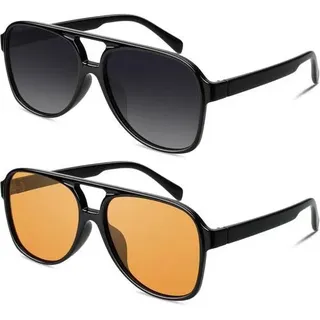 Retro Pilotenbrille Polarisiert UV400 Sonnenbrille Herren Damen 70s
