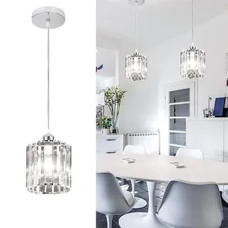 Hängelampe Mit Batterie, Batteriebetriebene Pendelleuchte Mit Fernbedienung, Wiederaufladbare Lichtquelle Keine Hardwiring Installation,Hängeleuchte Ohne Stromanschluss 9 Farben Dimmbar(Chrome)