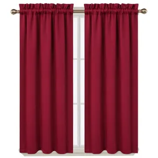 GarveeMore Gardine Verdunkelungsvorhang Scheibengardine Panneaux Kuvertstore, Thermoisolierende Verdunkelungsvorhänge für Küche und kleine Fenster rot 66 cm x 114 cm