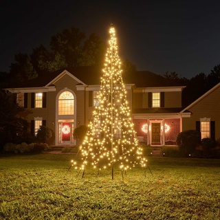 Fairybell LED-Weihnachtsbaum für draussen - 4 Meter - 640 LEDs - Weihnachtsbaum inklusive Mast - Warmweiss mit Twinkle