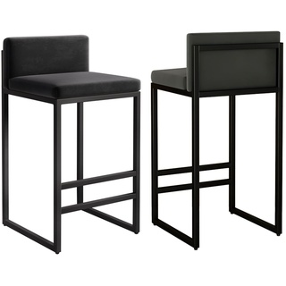 WSNDY Barhocker-Set mit 2 Küchen-Esszimmerstühlen mit Rückenlehne für Küchentheke, Moderne gepolsterte Barhocker, Esszimmer-Barstühle für Kücheninsel, 25"/29"(Size:65cm,Color:schwarz)