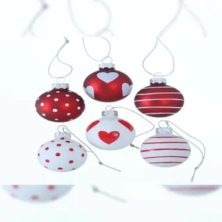 Weihnachtskugel Lola Glas lackiert Ø 4 cm rot weiß 6er Set