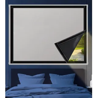 Dachfenster Rollo Ohne Bohren 110 x 70 cm, Meterware, Vorübergehend, Faltbar, Robust Und Langlebig, Abdunkeln Rollos Ohne Bohren Verdunklung, mit Klettband für Auto Reisen, Grau