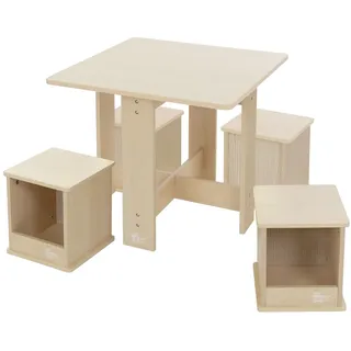 joyz Kindersitzgruppe 5 Teilig 1 Tisch und 4 Hockern, Kindertischgruppe Holz,