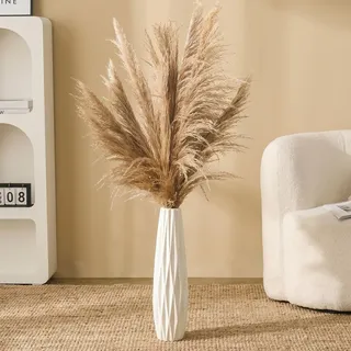 Weiße hohe Bodenvase, 45,7 cm hoch, Keramikvase, dekorative große Vasen für Wohnzimmer, moderne Heimdekoration, Büro, Schlafzimmer, große stehende Blumenvase mit glänzender Glasur (45,7 cm hoch)