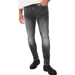 Only & Sons Herren Jeans ONSLOOM SLIM ZIP JOG ST 7103 Slim Fit Grau 22017103 Normaler Bund Reißverschluss W 28 L 32