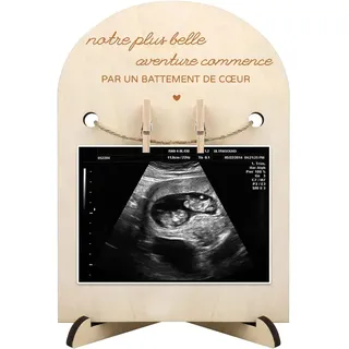 Schwangerschaftsankündigung mit Holzrahmen für den Ultraschall, Geschenk zur Schwangerschaftsankündigung für die Familie mit Ultraschallfoto deines Babys