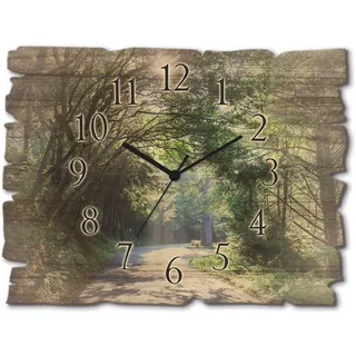 ARTland Holzuhr Sonniger Wald 40,0 cm U1TD grün