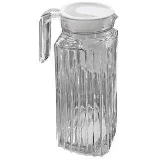 LEX Karaffe Kühlschrankkrug 0,5 oder 1L mit Ausschankhilfe und Deckel Glaskaraffe weiß 1000 ml