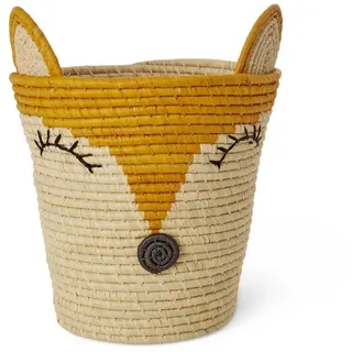 RICE A/S Aufbewahrungskorb Tiermotiv Kinderzimmer, Raffia, handgefertigt Ø 20 cm, Höhe 30 cm