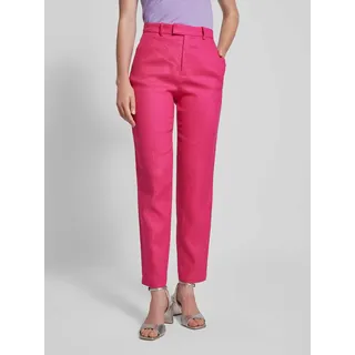 Slim Fit Bundfaltenhose aus Leinen mit Gesäßtaschen, Pink, 34