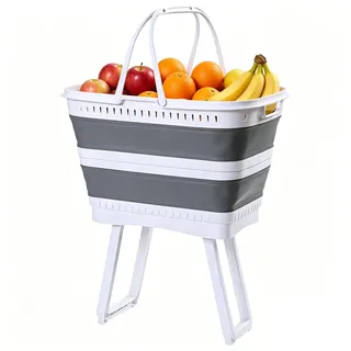 Nudorpn 26-Liter-Wäschekorb, großer, zusammenklappbarer Wäschekorbs mit einklappbaren Beinen und Griffen, robustes und platzsparendes Design, Wäschekorb für Bad, Küche, Spielzimmer