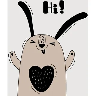 Xxxl Babywanddeko Happy Rabbit, Grau, Metall, 30x30x3 cm, Babymöbel, Kinderzimmer-Deko, Babyzimmer Wanddeko