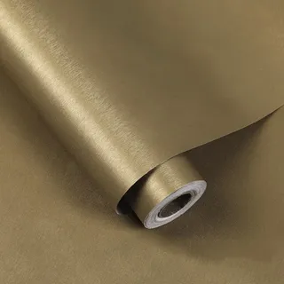 ANBILILA Selbstklebende Tapete, Gebürstetes Gold Metalloptik Abziehen und Aufkleben Kontaktpapier, 40x500CM Dicke Struktur Nahtlose Patchwork Abziehbare Tapete Dekofolie für Wandtattoo