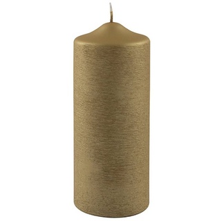 Fink Candle Stumpenkerze,gebürstet,Gold Höhe 20, Ø 8cm 123274