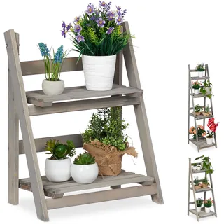Relaxdays Blumentreppe 51,5 x 41 x 24 cm Grau