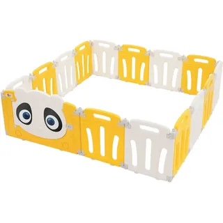 joyz Laufgitter Gelb, Kunststoff, Quadratisch, 160x53x160 cm Babymöbel, Laufstall Baby
