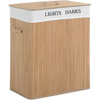 Homcom Wäschekorb mit waschbarem Wäschesammler Bambus Natur 100L 52 x 32 x 63 cm