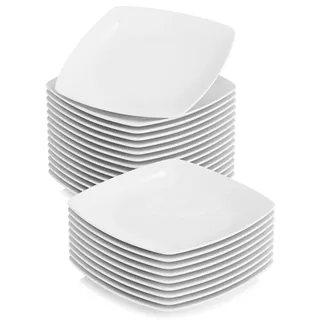 MALACASA, Serie Julia, 24 TLG. Set KLEIN Flachteller Porzellan Essteller Speiseteller für 24 Personen