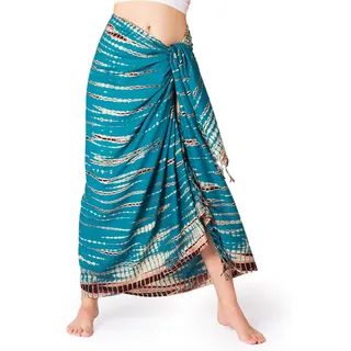 PANASIAM Sarong Tie-Dye Sarong aus hochwertiger Viskose Strandtuch für Damen & Herren, Viskose, Wickeltuch Strandkleid Bikini Cover-up für den Urlaub Pareo Wickelrock beige|blau
