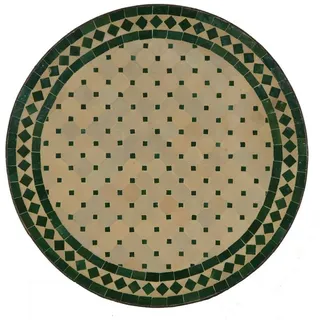 Casa Moro Gartentisch Mediterraner Mosaiktisch, Kunsthandwerk aus Marrakesch (grün terrakotta Ø 120cm rund mit Gestell Höhe 73 cm, Dekorativer Balkontisch Bistrotisch Mosaik Esstisch), Handmade, MT2116 grün
