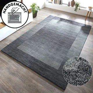 Wollteppich THEKO "Gabbeh Super, Handweb, auch als Läufer erhältlich, reine Wolle" Gr. 3, grau (grau, blau), B:120cm H:9mm L:180cm, Wolle, Teppiche, Schlafzimmer, Wohnzimmer, Esszimmer, auch als Bettumrandung
