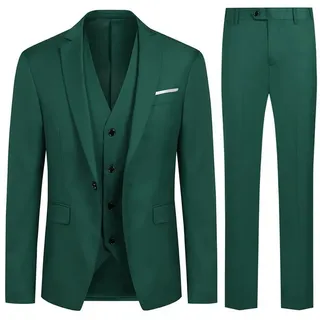 Allthemen Anzug (3 tlg) Herren Slim Fit Anzug Elegantes Anzugset für Business grün 50