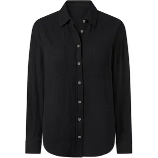 ESMARA® Damen Musselin-Bluse, mit Kentkragen (Schwarz, 38)