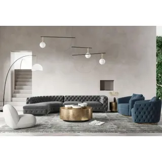 Chesterfield Sitz Design Couch Lounge Sofas Textil Ecksofa L-form Wohnlandschaft - Grau
