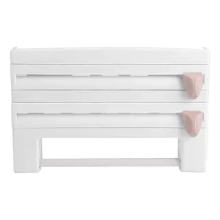 Wandrollenhalter,Papierhandtuchhalter Multifunktionale Küchenrollenhalter mit Folienschneider,Schneidabroller für Folie und Küchenrolle 39 x 10 x 24 cm (Weiß)
