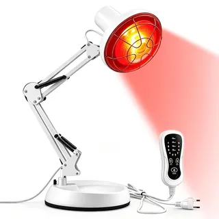 Ruioomeep Infrarotlampe, Rotlichtlampe, 150W Infrarotlichtlampe Wärmelampe | Infrarot Hitze Lampe,10 Stufen Temperatur Einstellbar mit Timer,Tragbarer Heimgebrauch mit Infrarotlicht,fur Schmerzlinderung