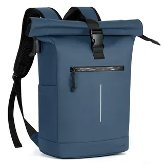 Lekeinchi 17 Zoll wasserdichter Laptop-Rucksack für Damen und Herren – Roll-Top-Design für Schule, Reisen, Business, Arbeit und Camping, blau, 30 x 18 x 45 cm, Wasserdichter Roll-Top-Rucksack