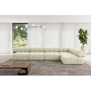 altdecor Eckcouch Samt 6-Sitzer Beige