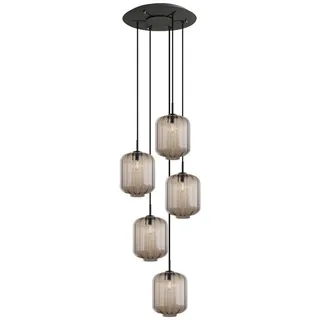 s.luce Velo 5-flg. Ø 60 cm rund schwarz Glas