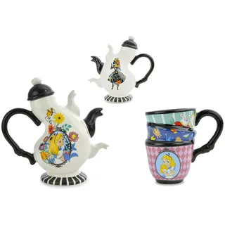 Ideal Casa, Set aus einer Teekanne und einer Tasse, Motiv: „Alice im Wunderland“, Disney, Keramik, 500 ml