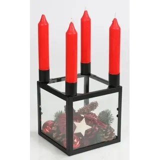 Buri - Metall-Adventskranz schwarz eckig Weihnachtsdeko Kerzenhalter Kerzenständer Tischdeko