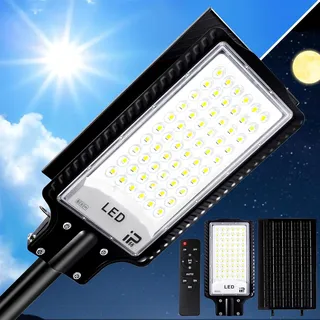 Eleganted LED Solar Straßenlaterne für Außen, 10000LM Solarlampe Außen mit Fernbedienung, Solar Straßenlampe Wandleuchte, IP66 Wasserdicht 6500K LED Außenlampe für Gärten Straßen Garage
