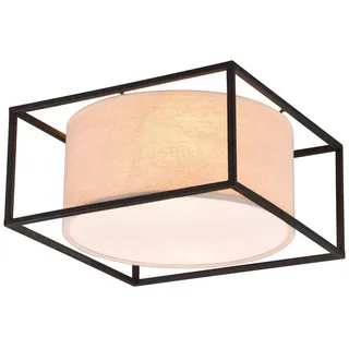 TRIO Leuchten LED Deckenleuchte, Dimmfunktion, LED wechselbar, warmweiß, dimmbar über Schalter Designklassiker klein Landhaus Stil beige|schwarz