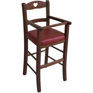 Ok Affarefatto Maddaloni Stuhl für Hochstuhl Bimbo Luxus, aus Holz, Walnussholz, mit Sitzfläche aus rotem Kunstleder, gefüllt