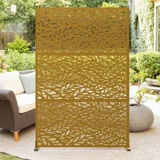 Towallmark Sichtschutz aus Metall freistehend, 183 x 119 cm, Dekorative Sichtschutzwand für Garten, Terrasse & Balkon, mit stabilem Standfuß