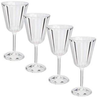 Acryl Weinglas 220ml elegante Kristall Glas Optik - klar - Gläser 4er Set - Weinkelch - Cocktailglas - Kunststoff Glas - Outdoor - Haushalt Küche - stabil - bruchsicher - leicht abwaschbar - 4 Stück