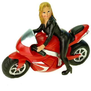 Kremers Schatzkiste Spardose Spardose sexy Motorradgirl 21 cm Poly bunt Sparschwein Bike Motorrad bunt