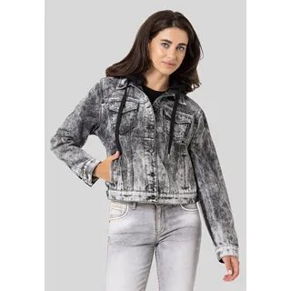 Jeansjacke CIPO & BAXX "Jacken", Damen, Gr. S, schwarz, Stoff, 100% Baumwolle, unifarben, regular fit normal, Jacken Jeansjacke, im washed Look