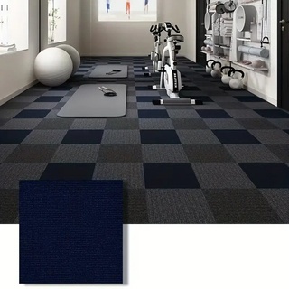Teppichfliese 12 Stück Teppichfliesen 30x30cm Bodenbelag Selbstklebend, Coonoor, Gewerbe Teppichboden, Strapazierfähiger Teppich Bodenbelag für Büro blau