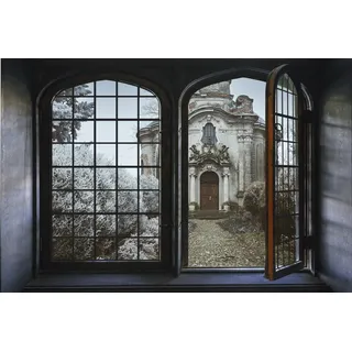 Queence Wandsticker QUEENCE "Kleine Kapelle", bunt, B:60cm H:40cm, Vinyl, Wandtattoos, Wandsticker, Wandbild, selbstklebend, 3D, Fenster